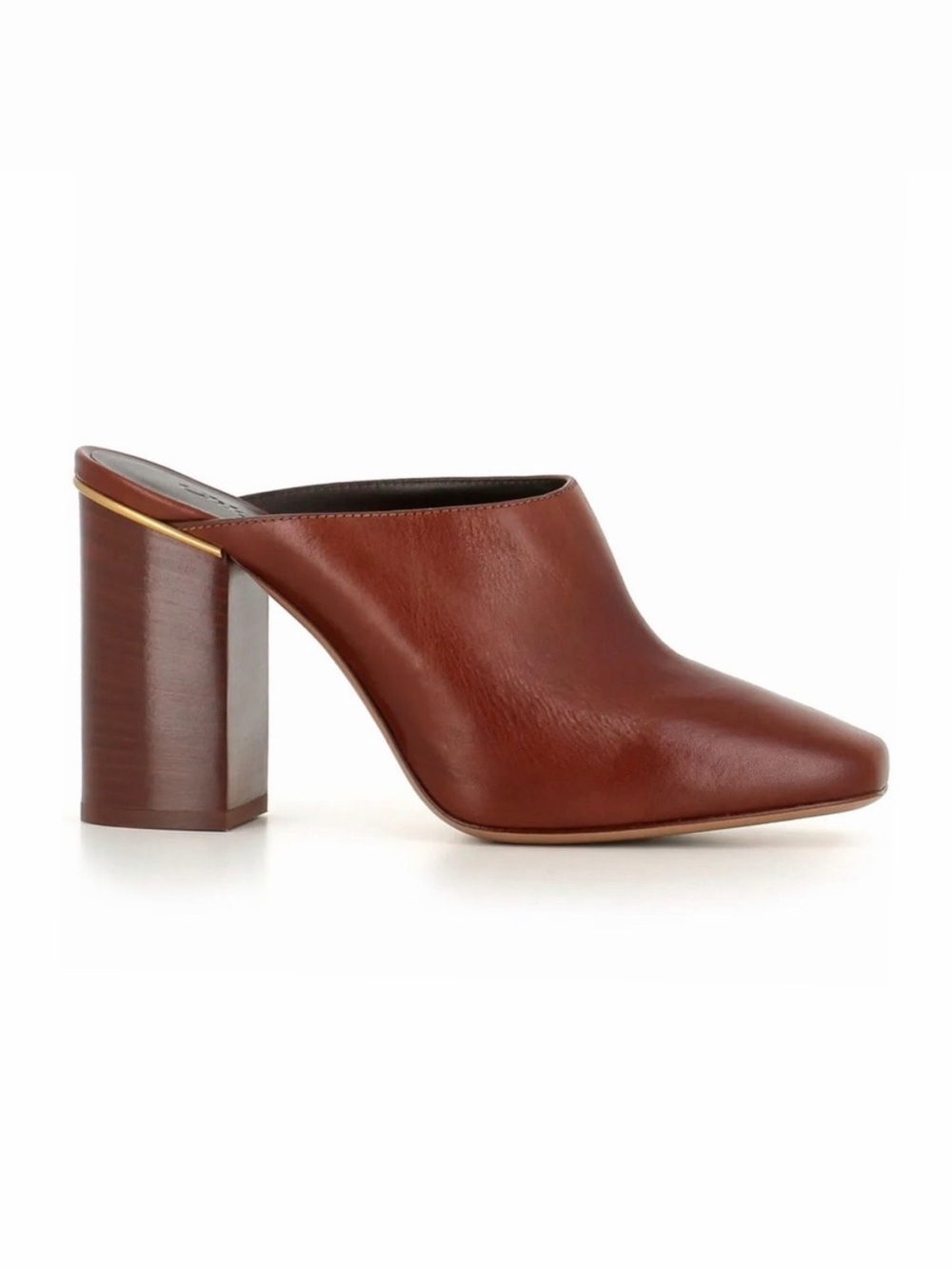 Chloé Brown Leather Mules Square Toe Heels 7 Boho Casual Sabot NWOB 🟠